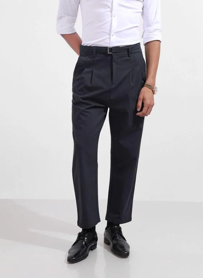 The Indian Garage Co Men Relaxed Fit Textured Cross Pocket Mid-Rise Trousers